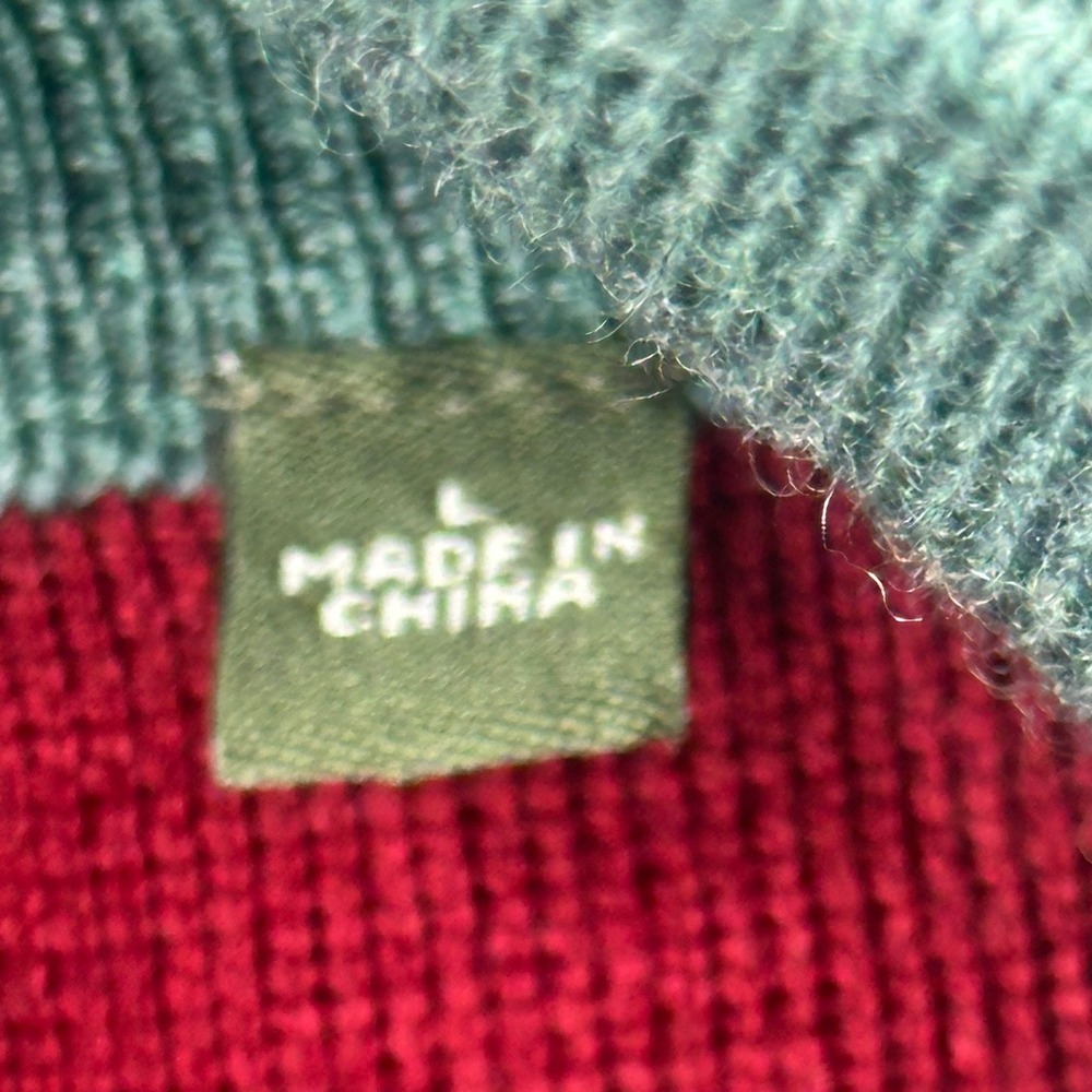Orvis Mens L Green 100% Merino Wool Quarter Zip Sweater Leather Trim RN70534 - Picture 7 of 8